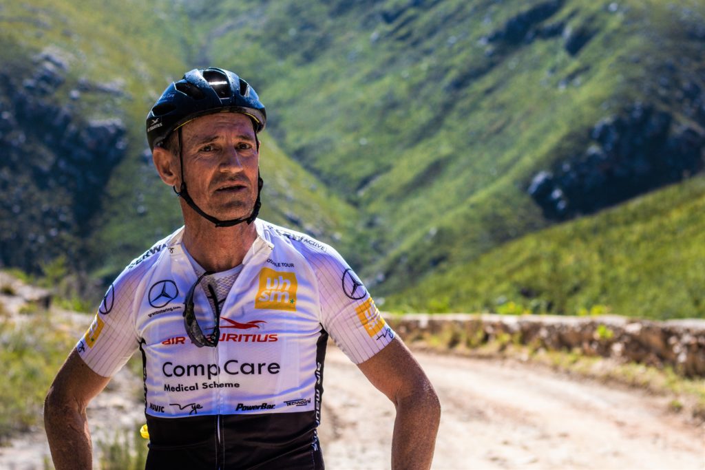Grant Lottering on road in cycling gear