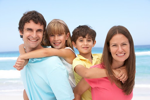 family at the beach