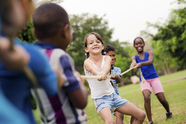 Kids playing tug-of-war